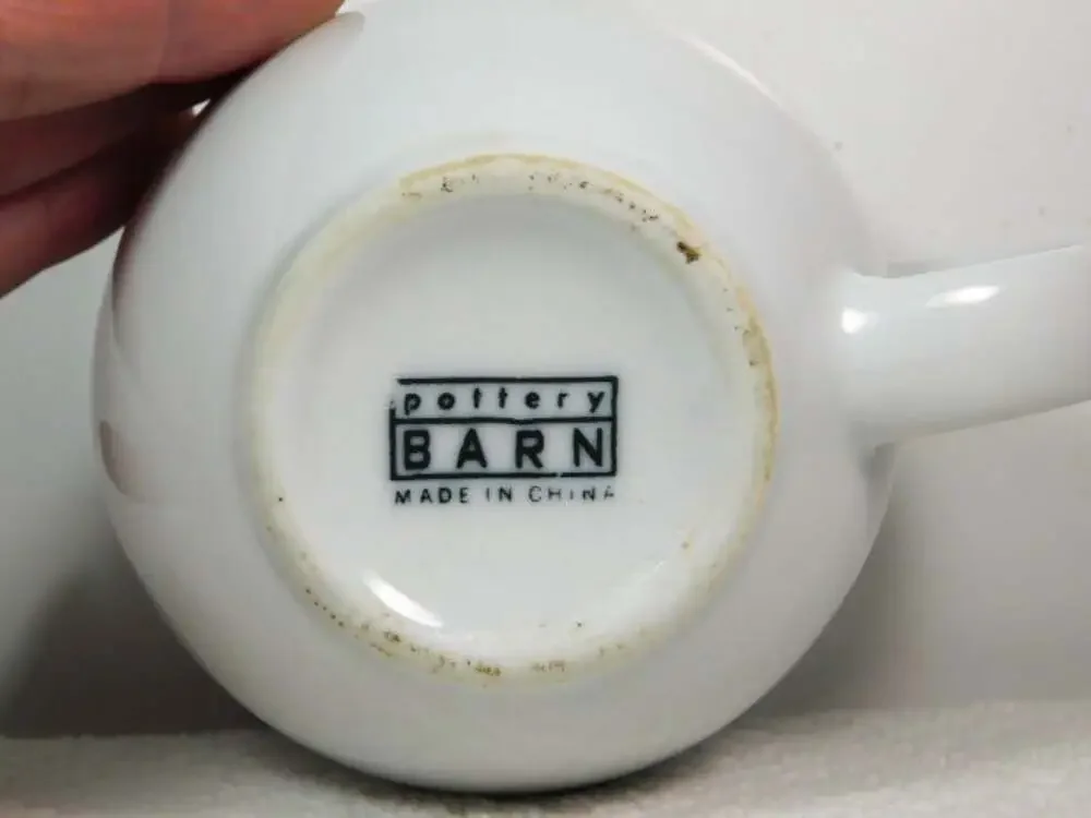 Pottery Barn White Suppertime coffee cup Mug
